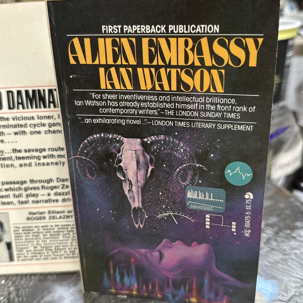 ALIEN EMBASSY by Ian Watson, Ace 1st US sci-fi pulp vintage pb, Ellis art‎